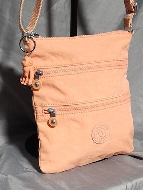 Kipling Keiko Coral Peach Nylon Crossbody Bag Purse